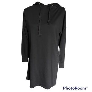 New Nordstrom Rack Long Black Hooded Tunic Sweatshirt S